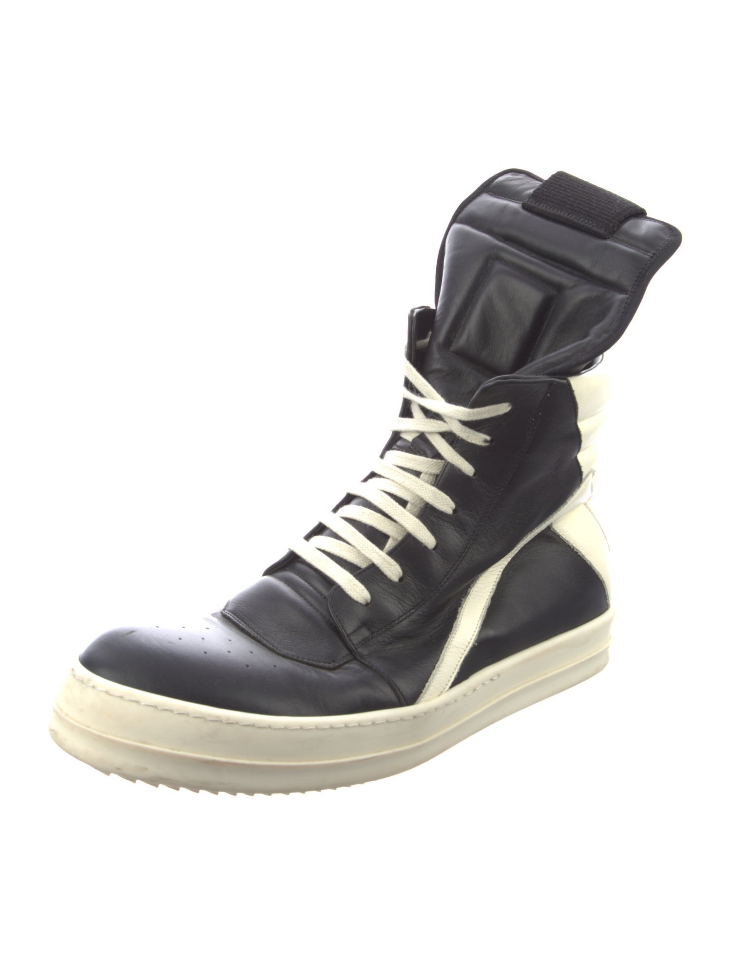 Rick Owens Leather Colorblock Pattern Sneakers