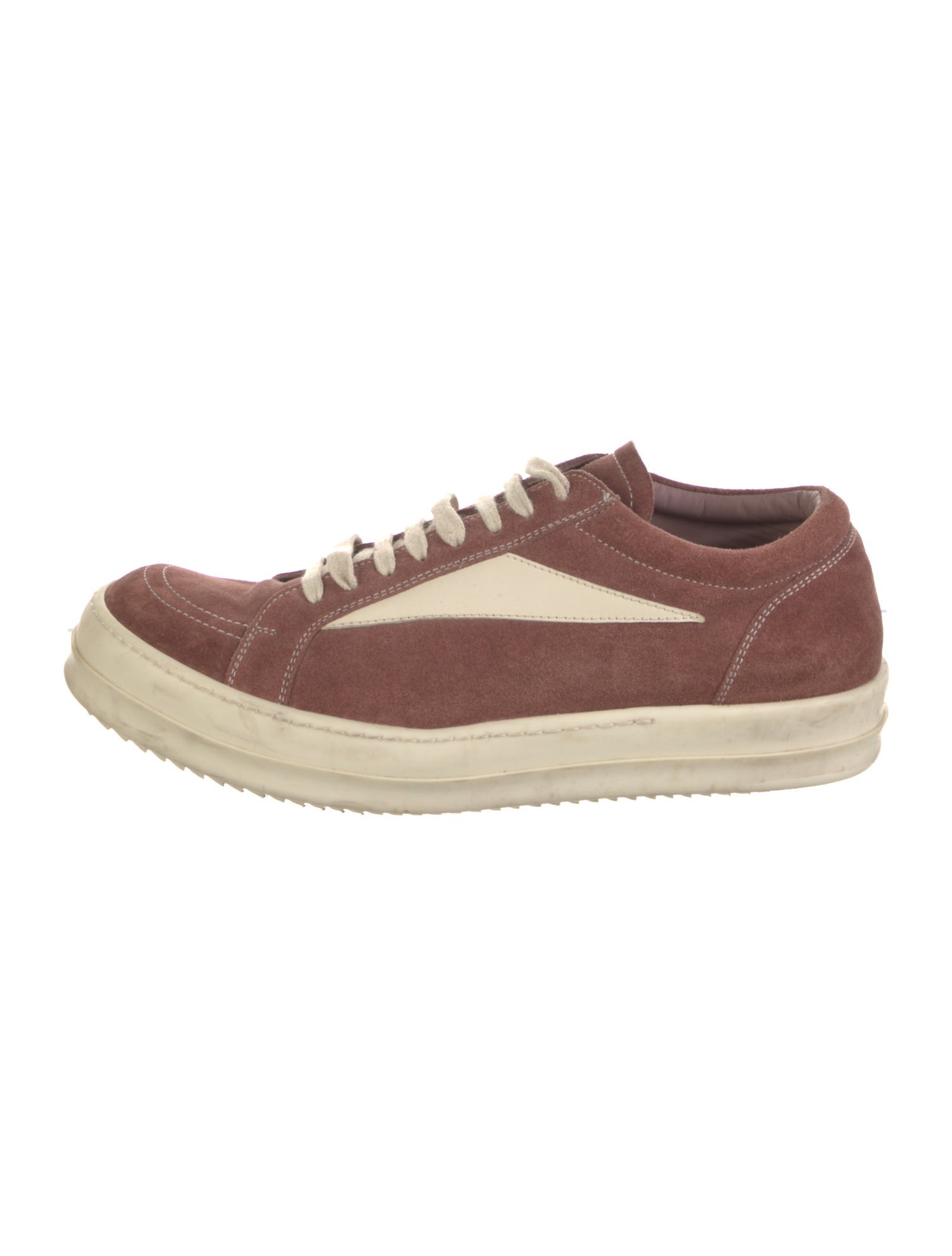 Rick Owens Suede Colorblock Pattern Sneakers