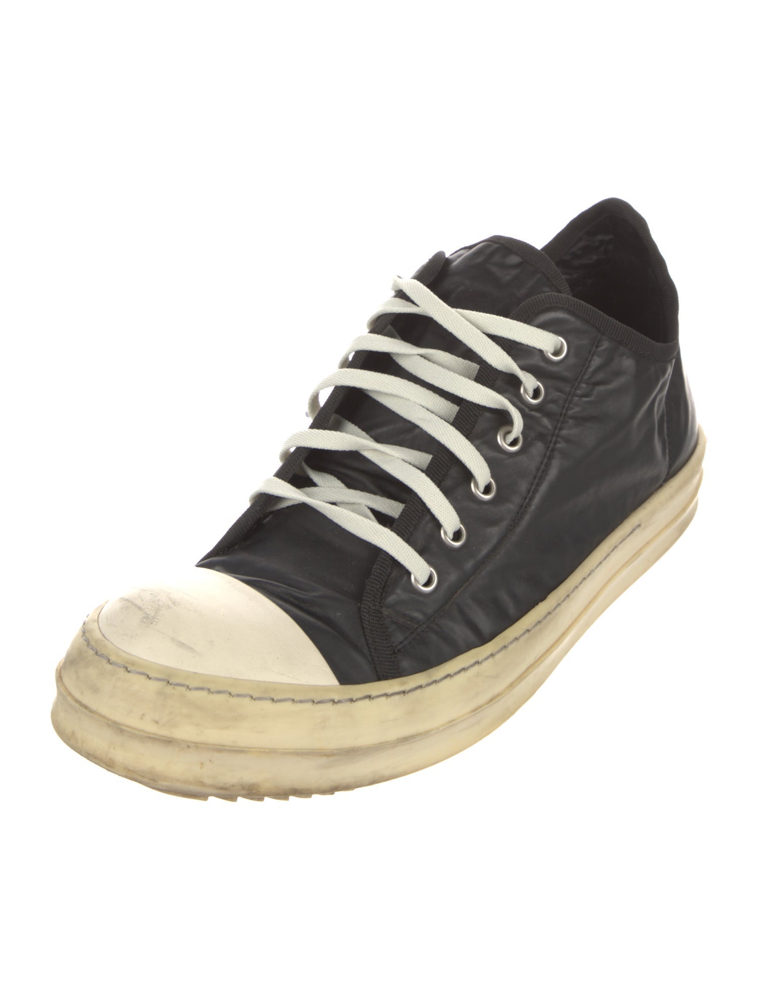 Rick Owens Leather Colorblock Pattern Sneakers