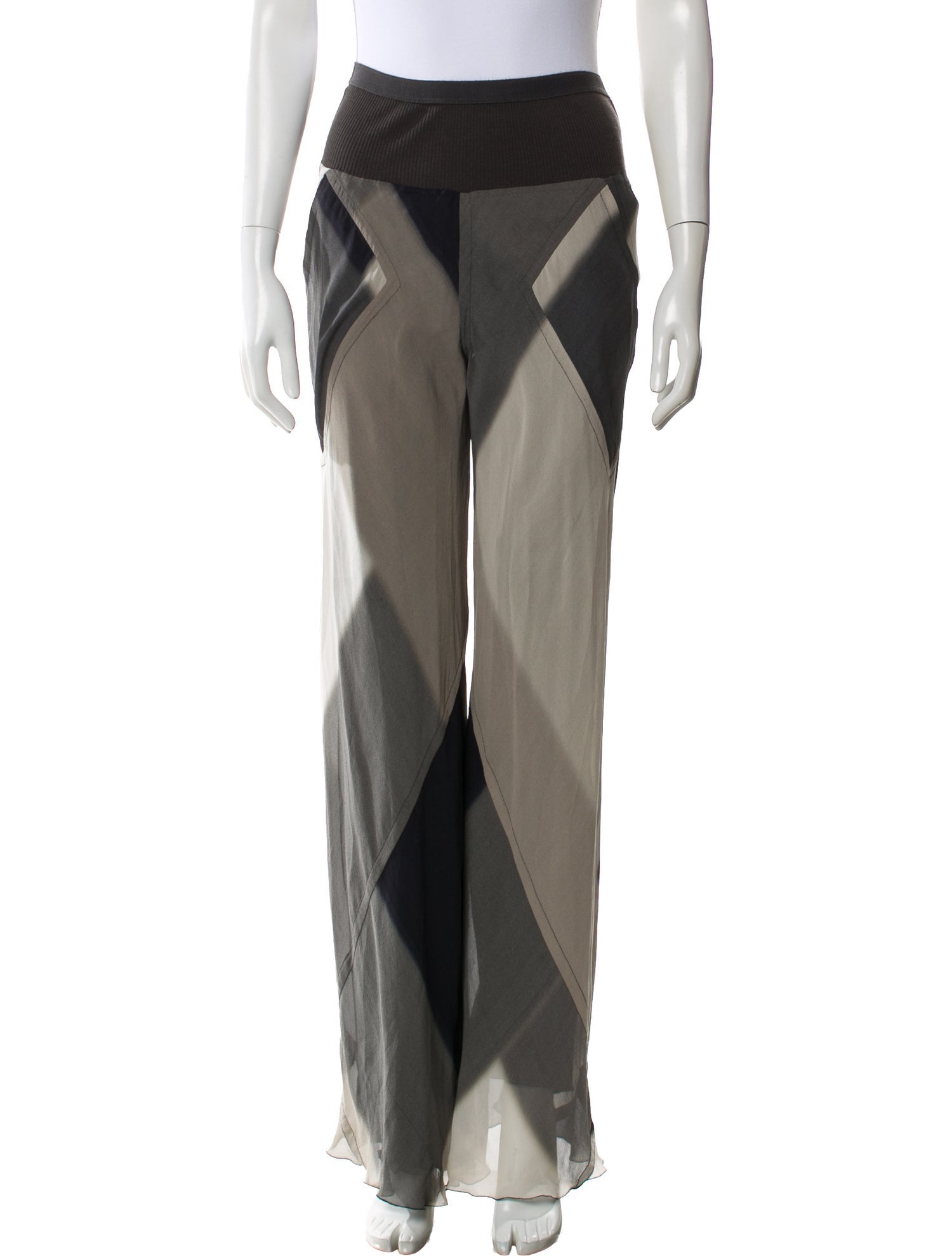 Rick Owens Colorblock Pattern Wide Leg Pants