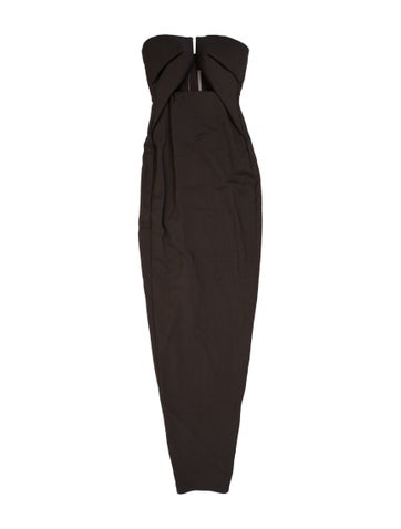 Pre-owned Rick Owens Virgin Wool Long Dress In Brown