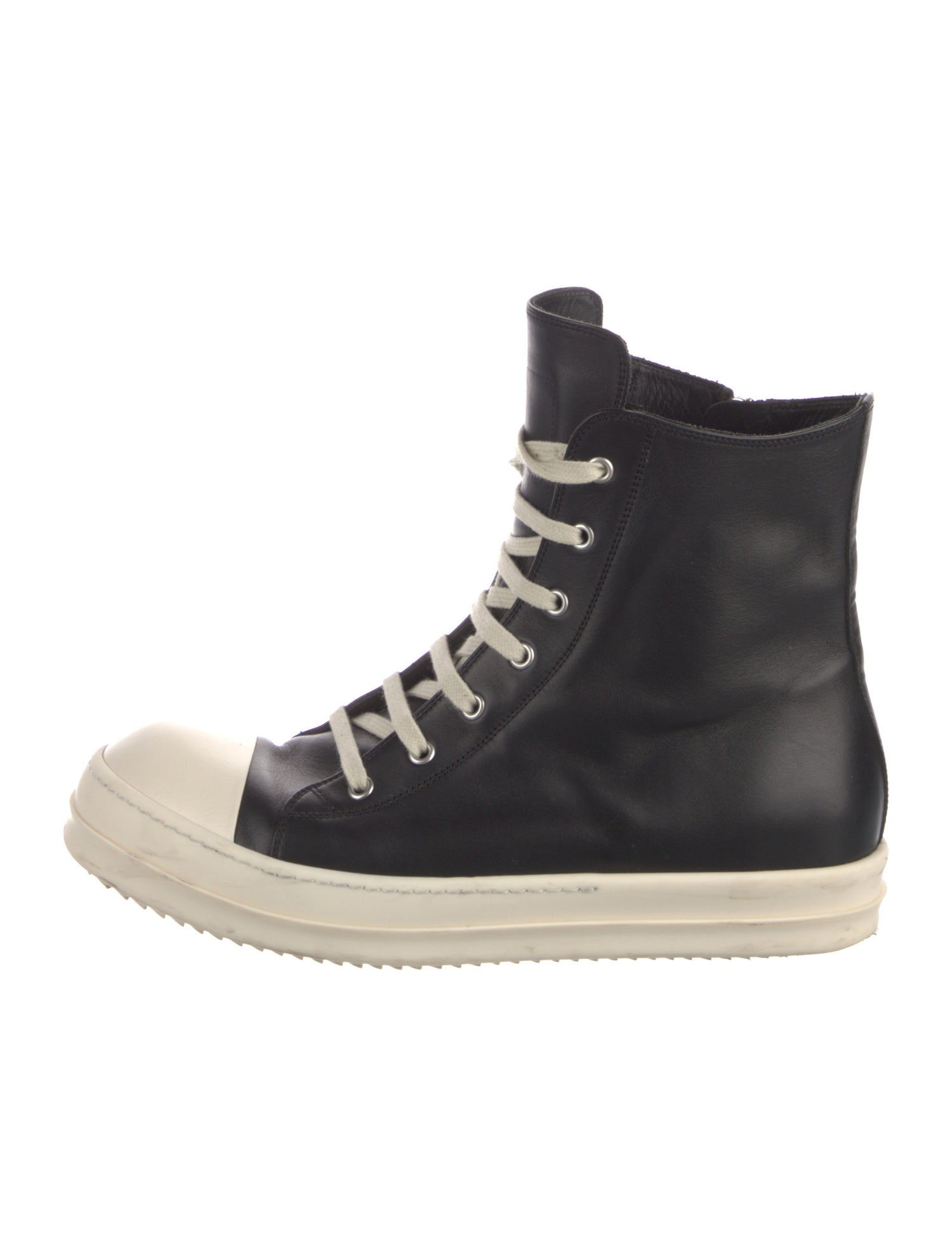 Rick Owens Leather Colorblock Pattern Sneakers