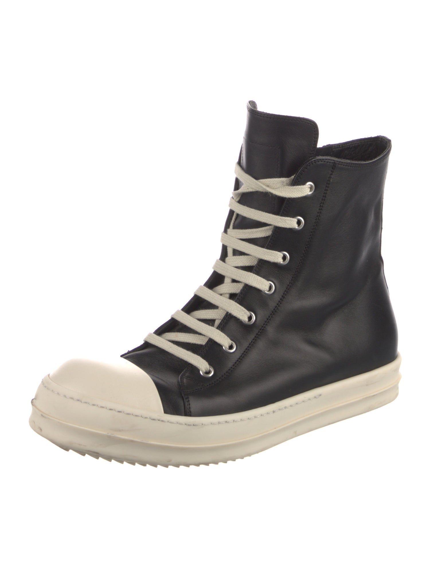 Rick Owens Leather Colorblock Pattern Sneakers