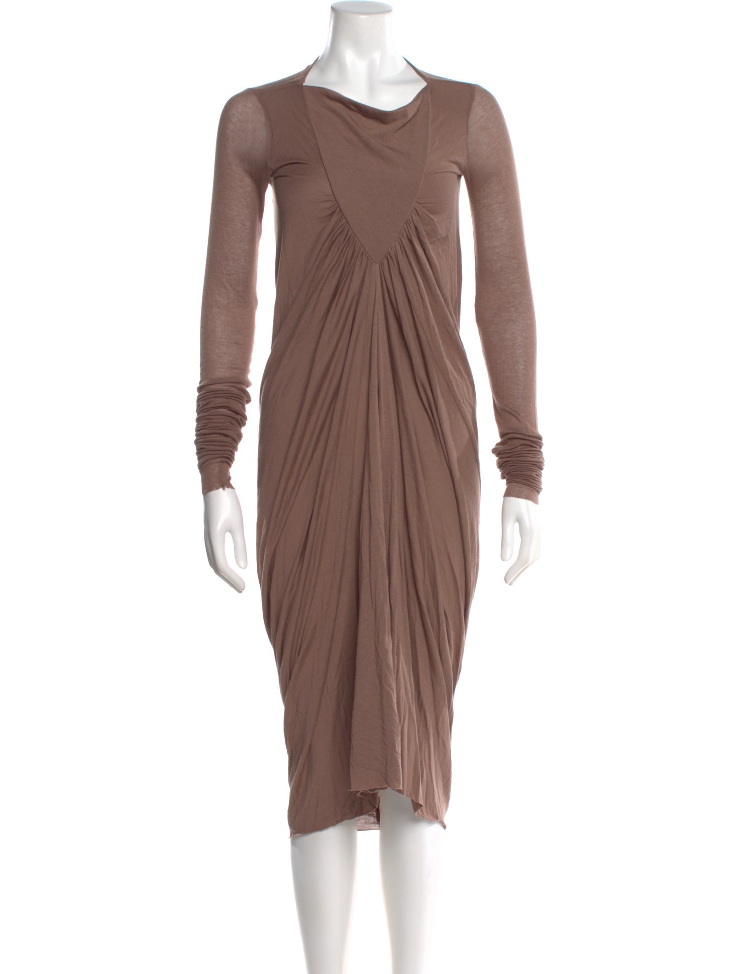 Rick Owens Cowl Neck Midi Length Dress
