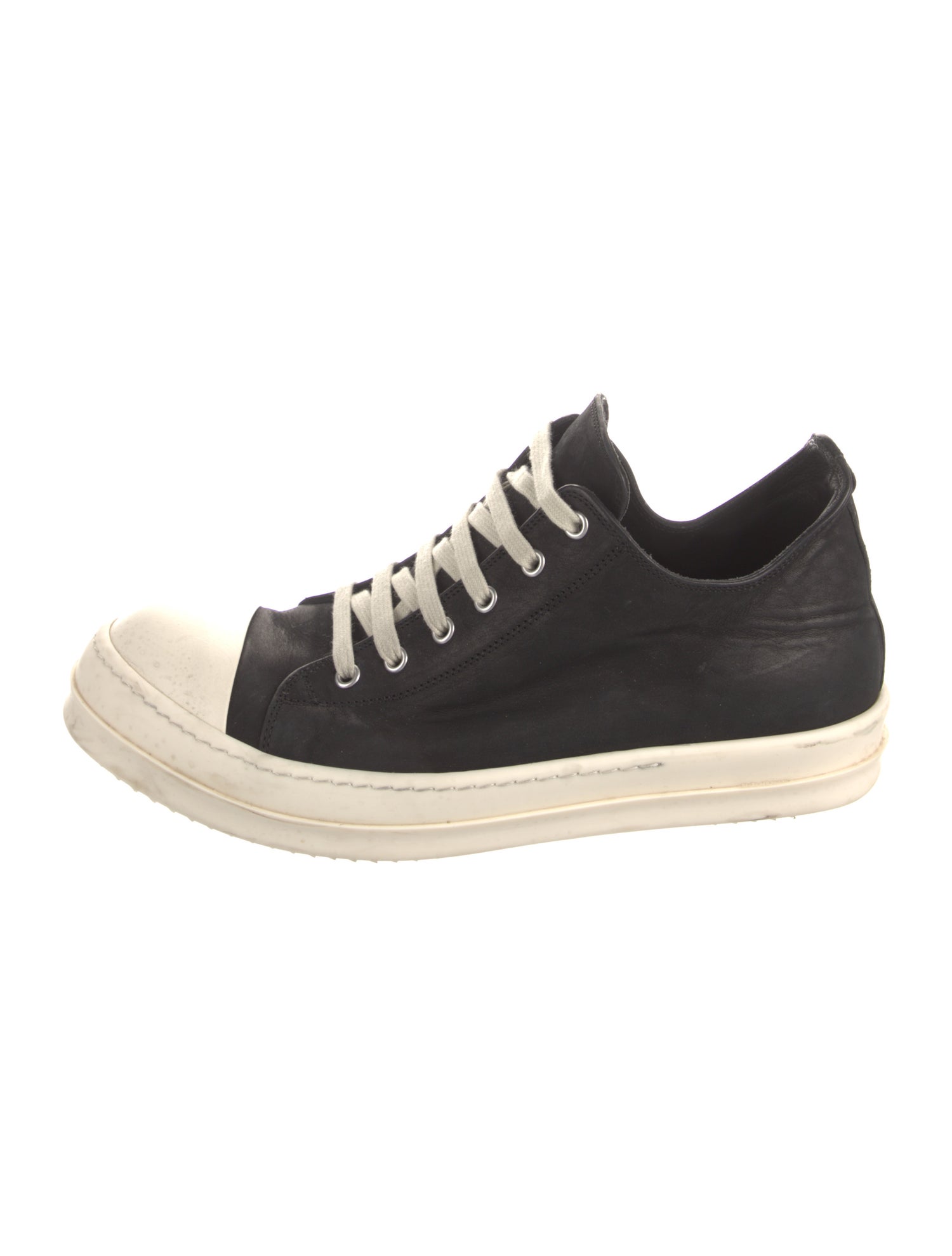 Rick Owens Leather Colorblock Pattern Sneakers