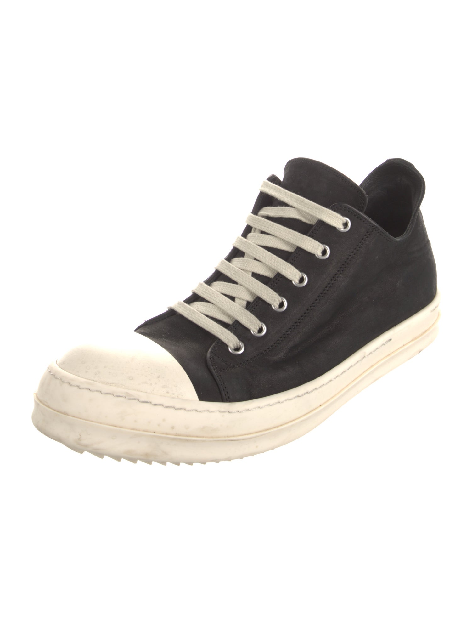 Rick Owens Leather Colorblock Pattern Sneakers