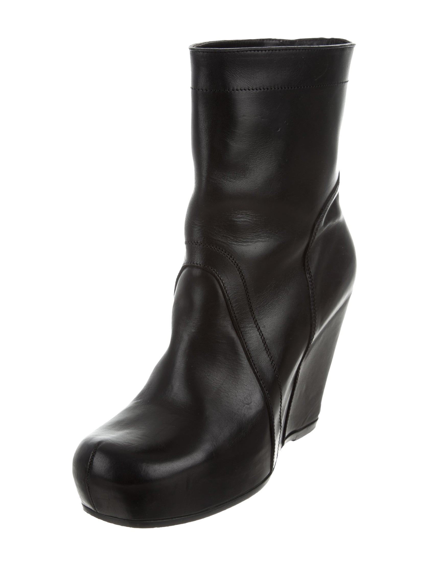 Rick Owens Platform Wedge Ankle Boots - Black Boots, Shoes - RIC28774 ...