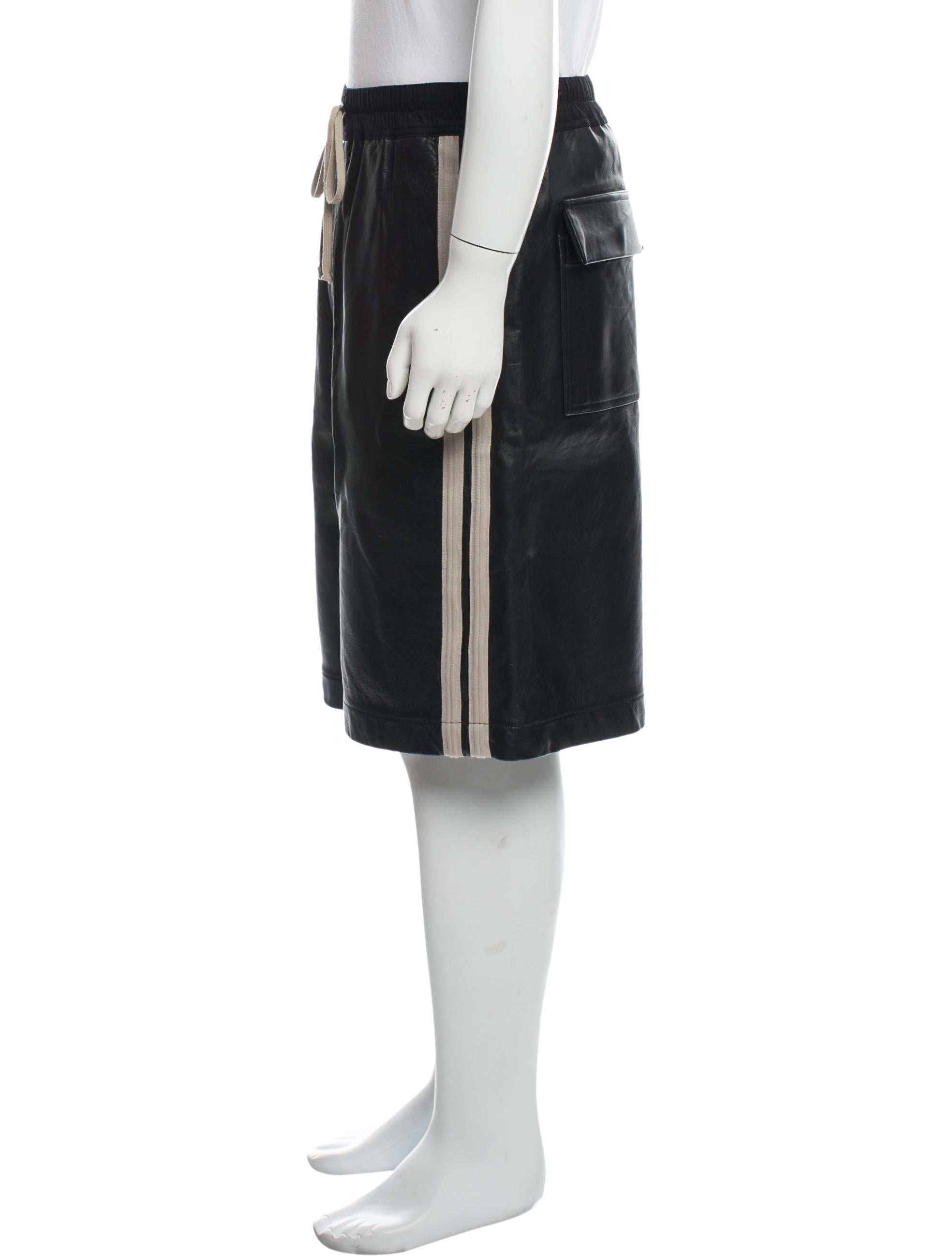 Rick Owens Moody Striped Leather Big Shorts - 13