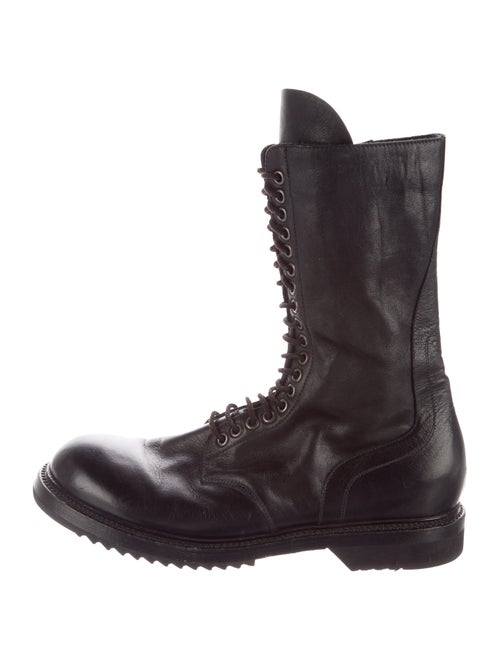 Rick Owens Leather Combat Boots black