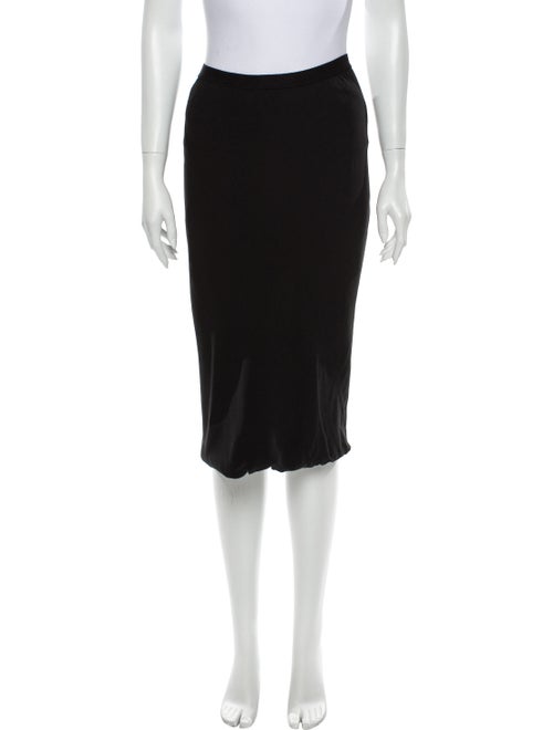 Rick Owens Silk Midi Length Skirt Black