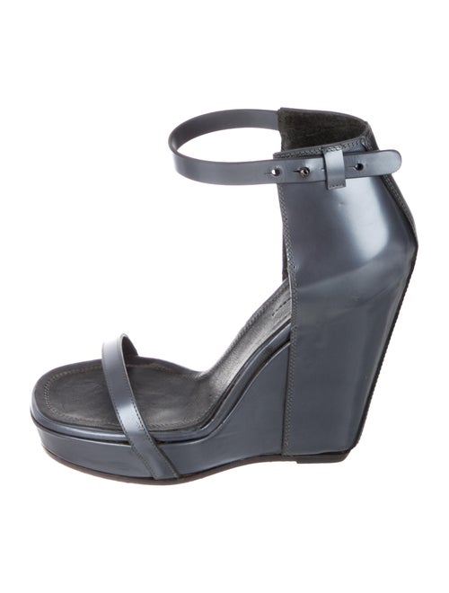 Rick Owens Leather Wedge Sandals Metallic