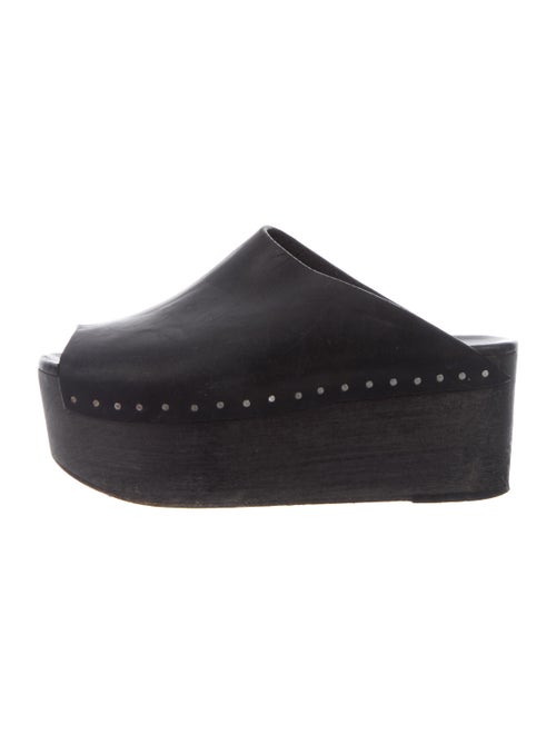 Rick Owens Leather Platform Clogs Black