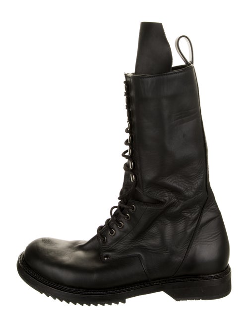 Rick Owens Leather Combat Boots Black
