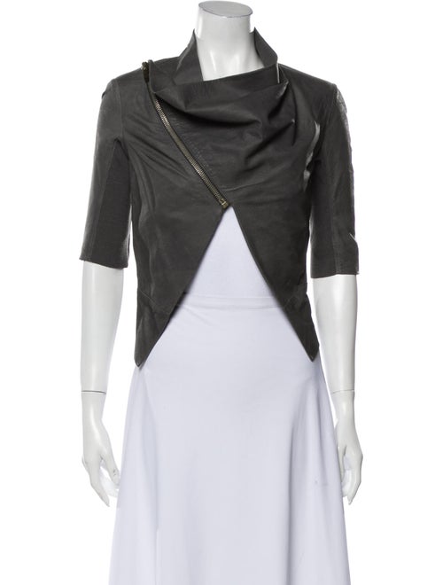 Rick Owens Lamb Leather Biker Jacket Grey