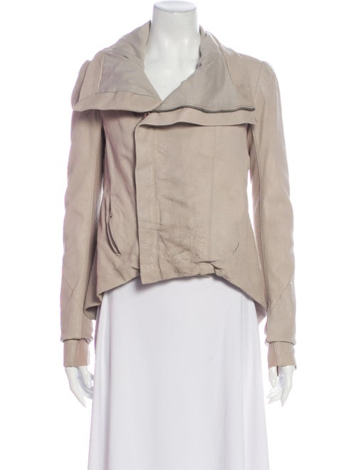 Rick Owens Leather Biker Jacket Grey