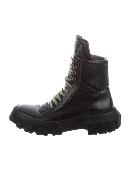 Rick Owens Leather Combat Boots Black