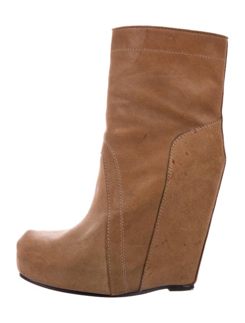 Rick Owens Platform Wedge Ankle Boots Brown