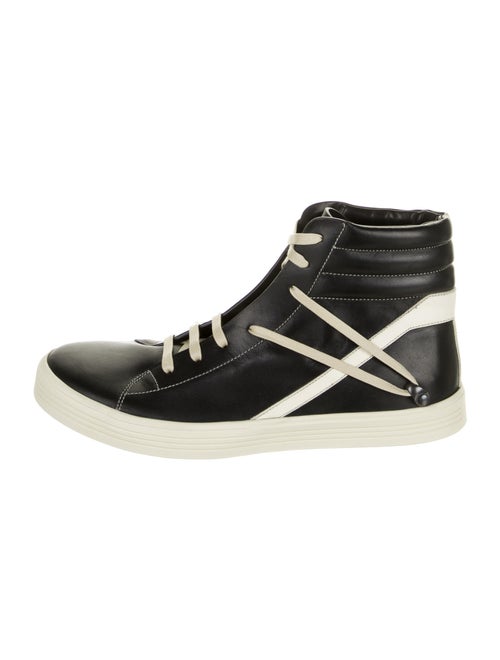 Rick Owens Leather Colorblock Pattern Sneakers Bla
