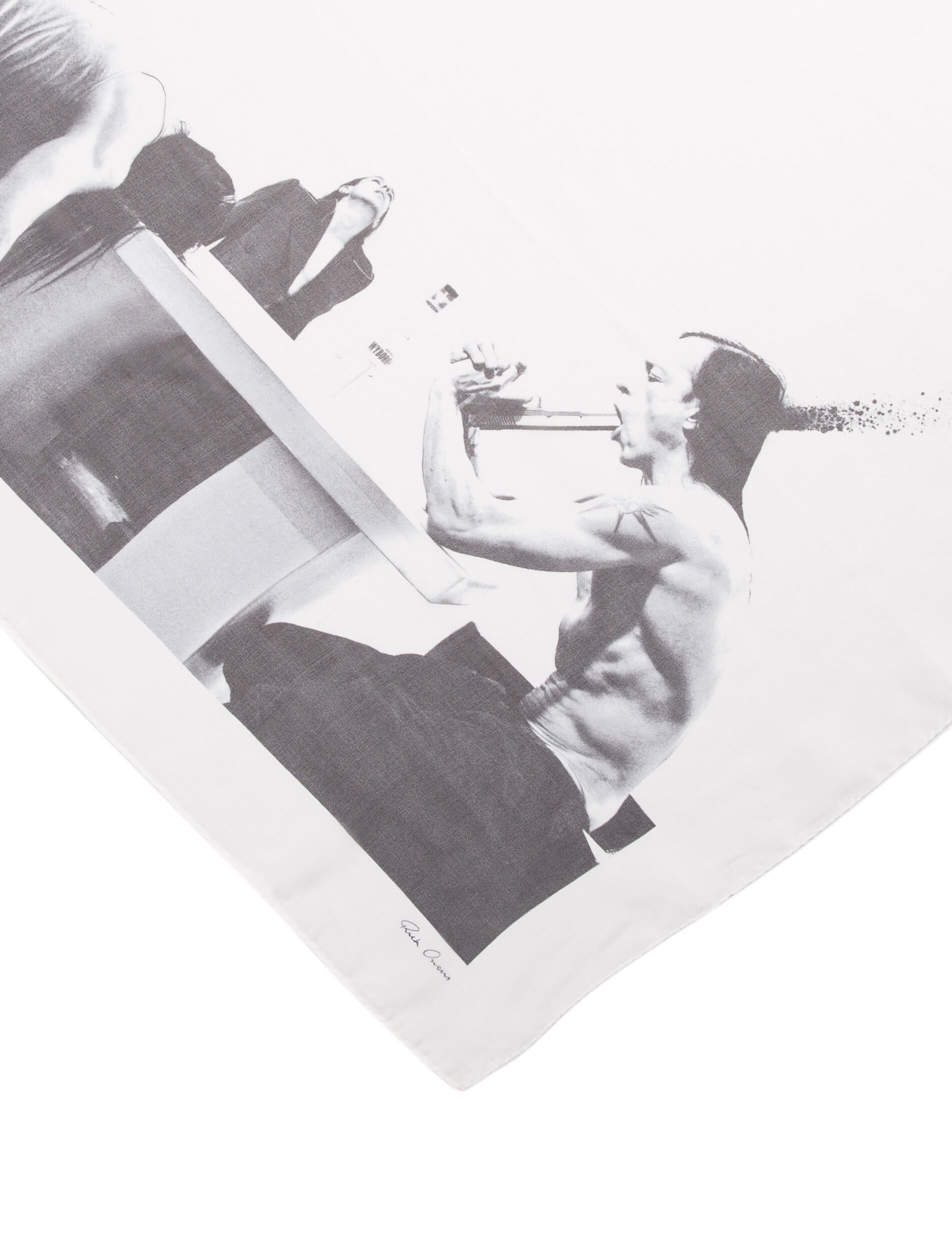 小物 Rick owens Suicide scarf Rick Owens Silk Foulard Sparo Suicide Print Scarf w/ Tags - White
