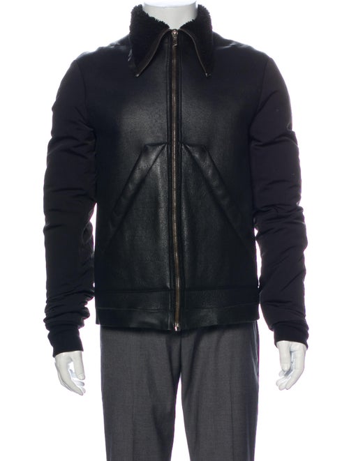 Rick Owens Lamb Leather Puffer Coat Black