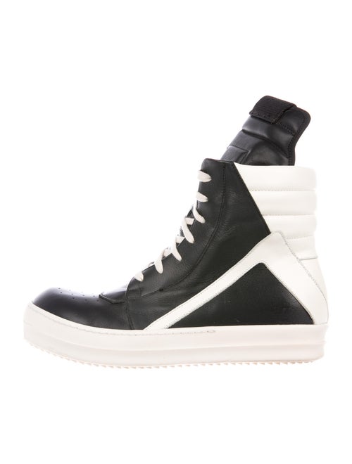 Rick Owens Leather Colorblock Pattern Sneakers Blu