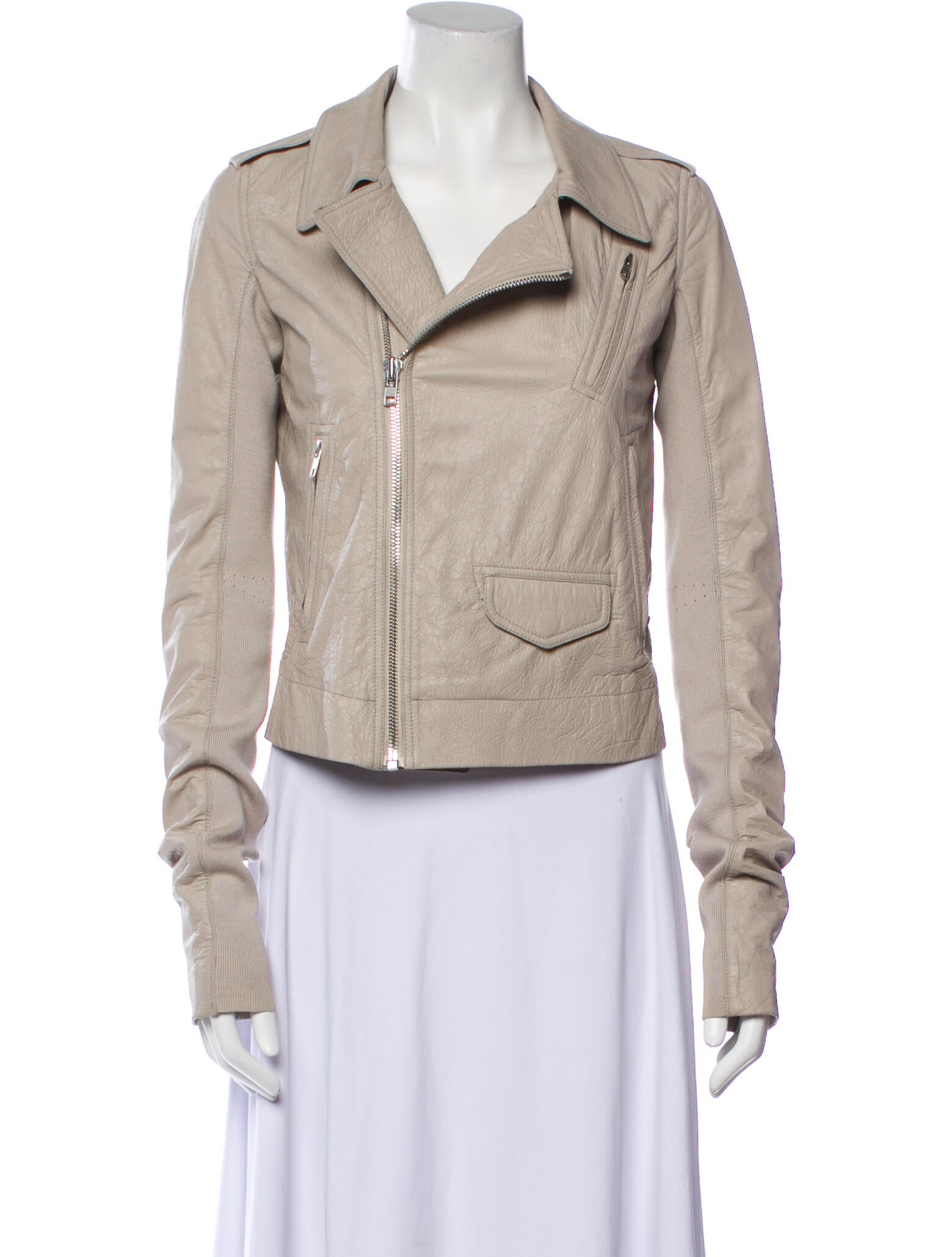 Rick Owens Leather Biker Jacket Neutrals Jackets, Clothing RIC64728