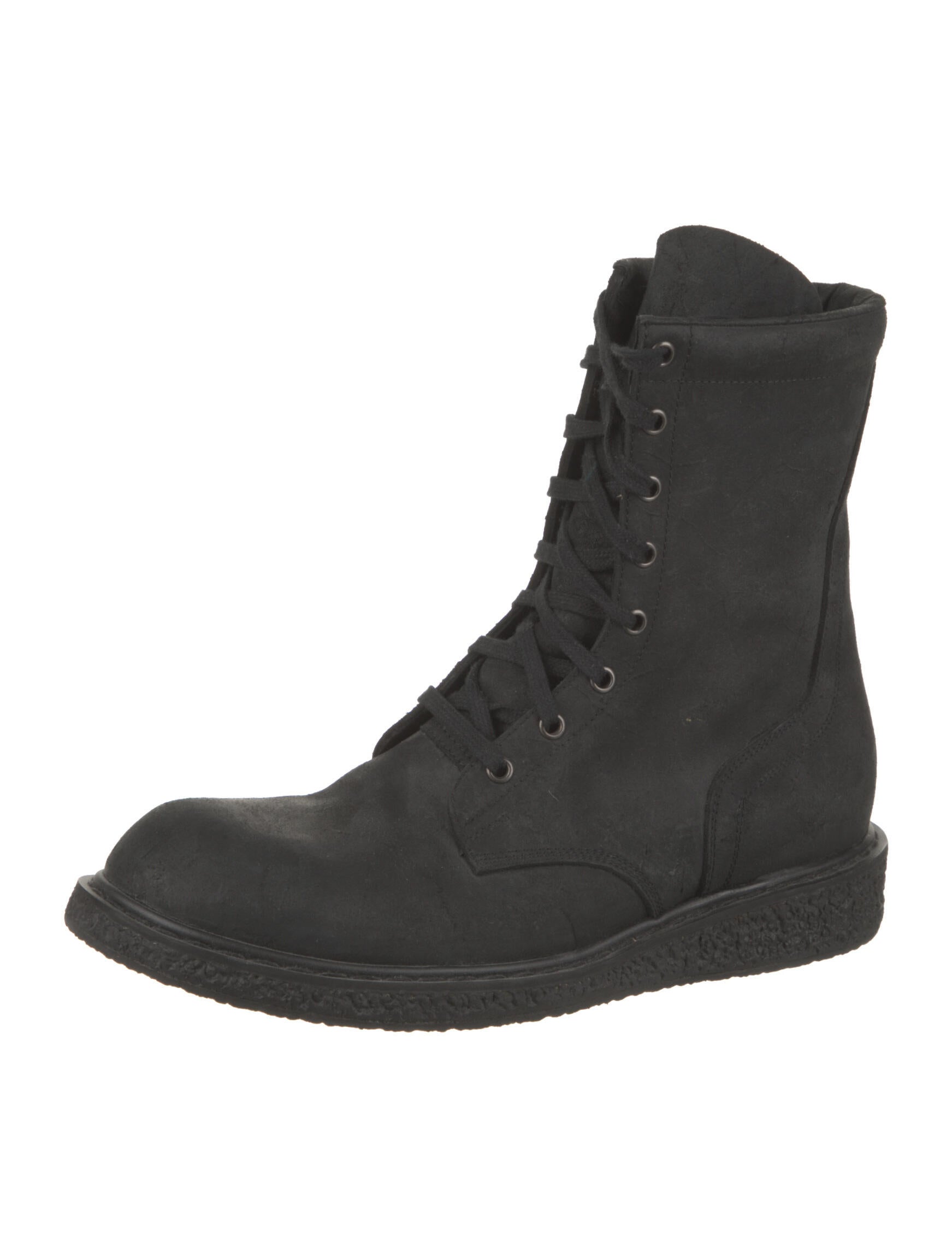 Rick Owens Leather Lace-Up Boots - Black Boots, Shoes - RIC66339 | The