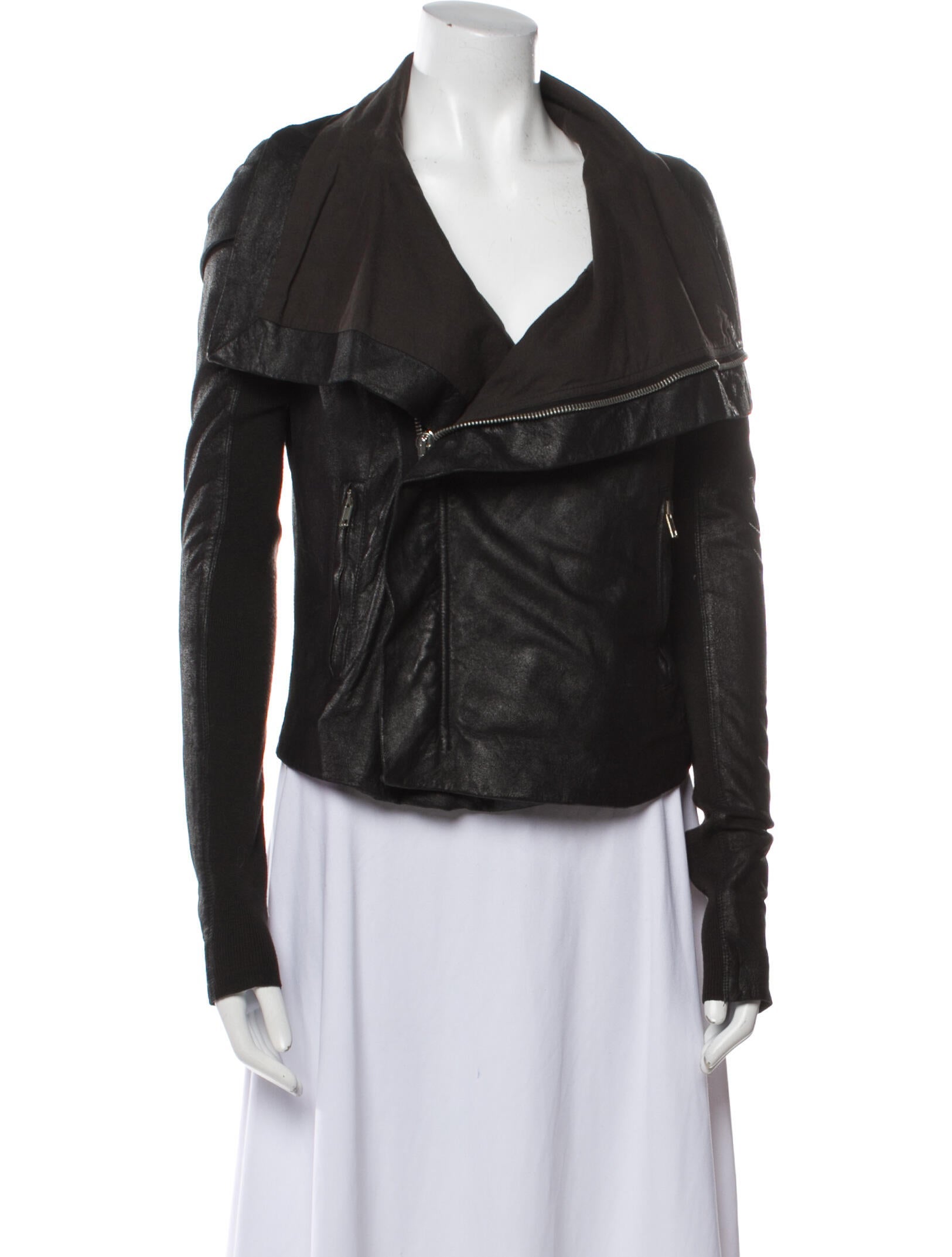 Rick Owens Leather Biker Jacket Black Jackets, Clothing RIC68788
