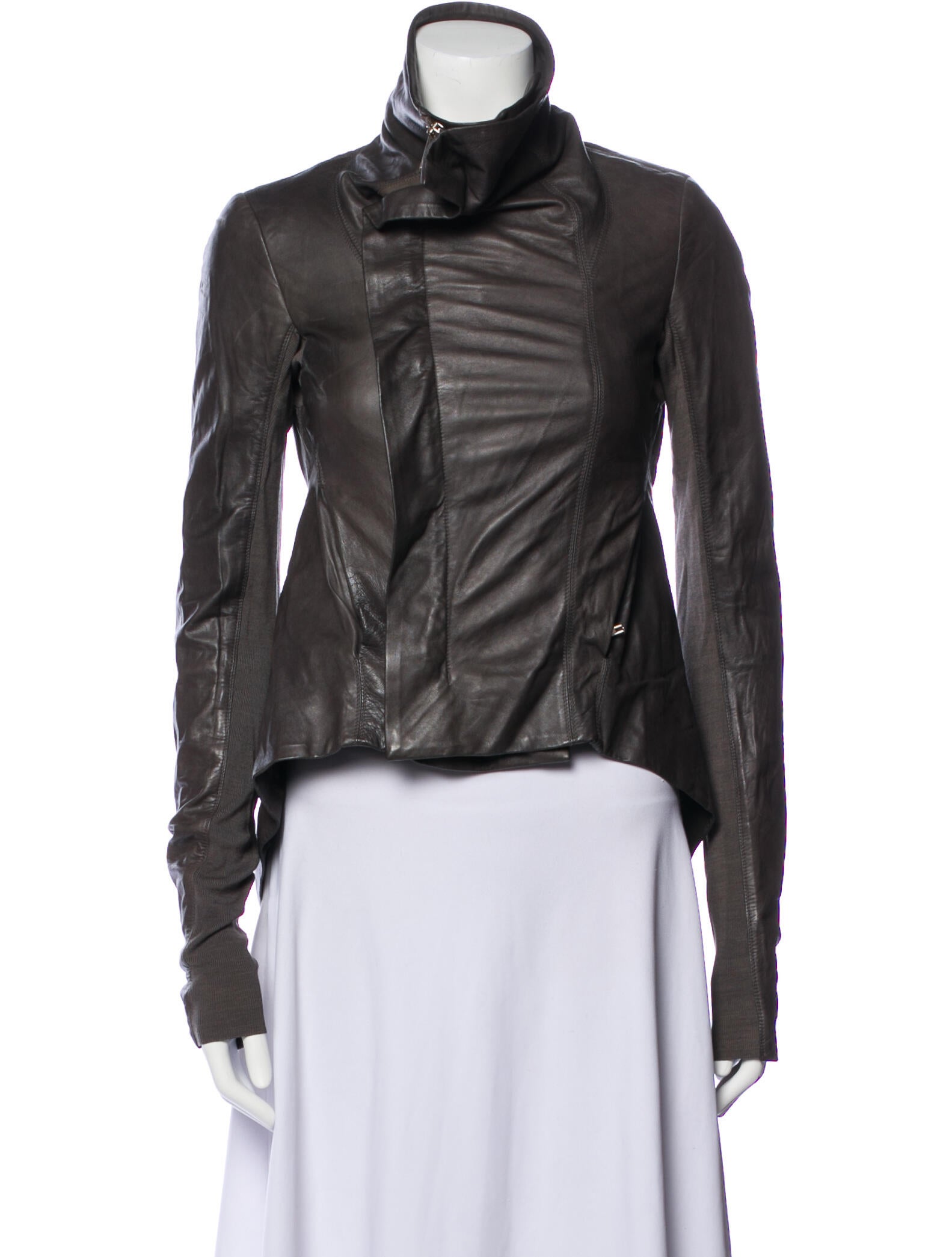 Rick Owens Leather Biker Jacket Grey Jackets, Clothing RIC75241