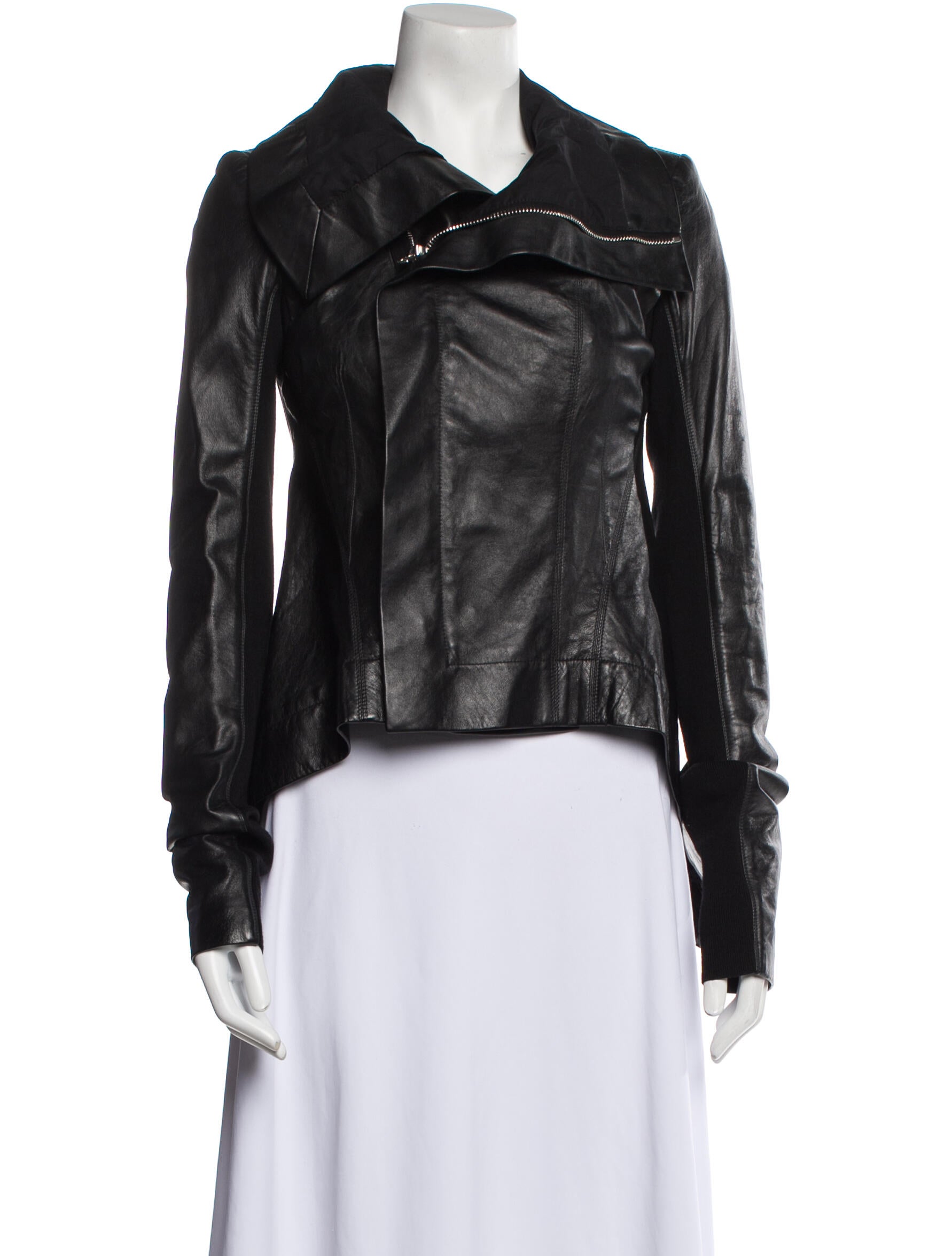 Rick Owens Leather Biker Jacket Black Jackets, Clothing RIC80359