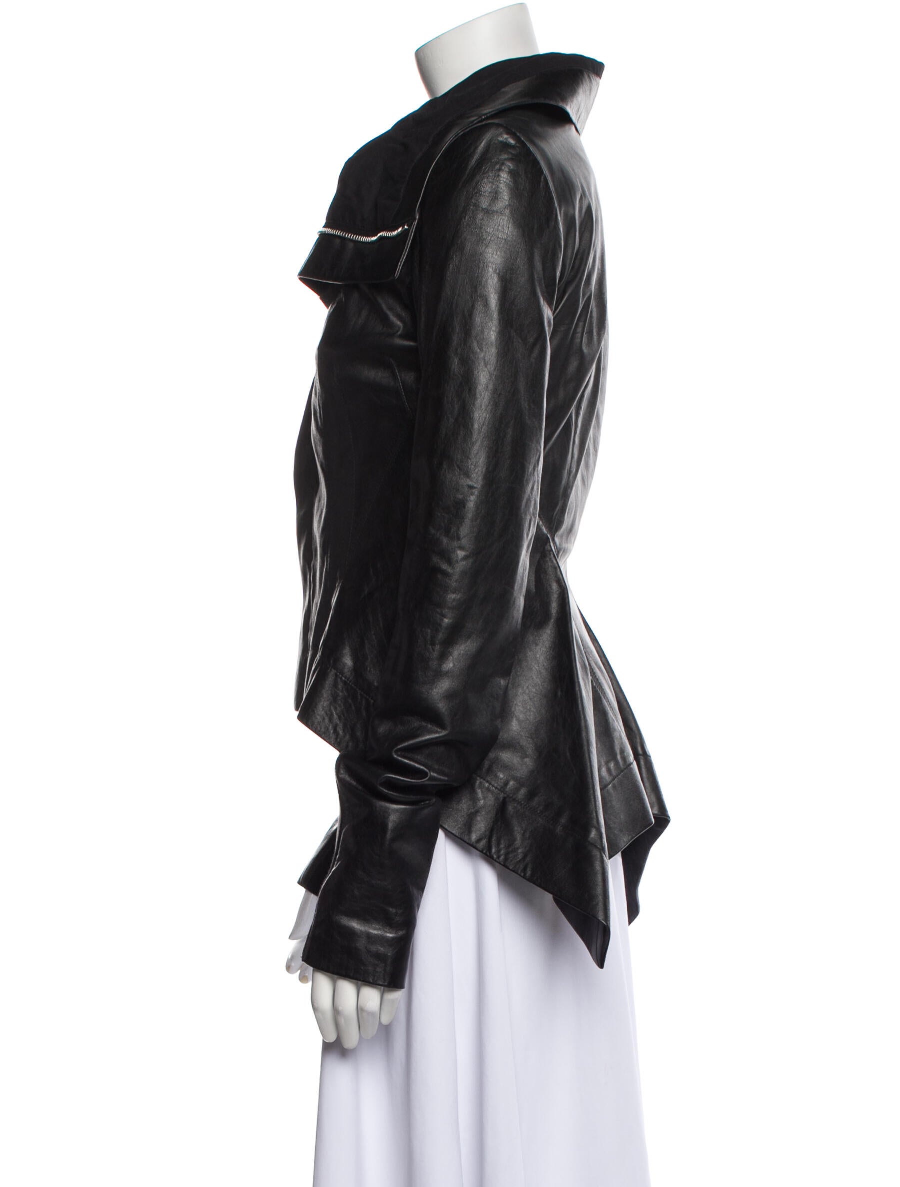 Rick Owens Leather Biker Jacket Black Jackets, Clothing RIC80359
