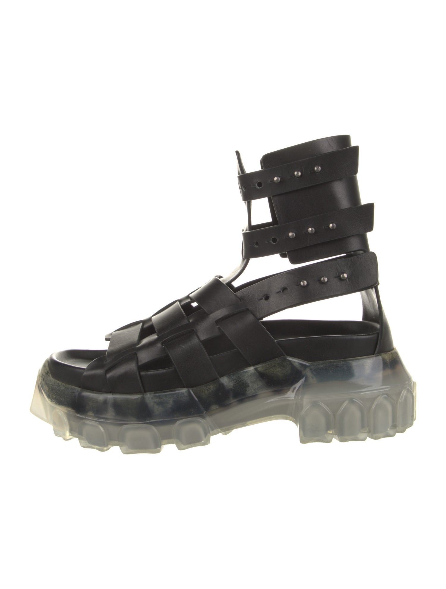 Rick Owens Leather Cutout Accent Gladiator Sandals w Tags Black Sandals Shoes RIC85824 The RealReal