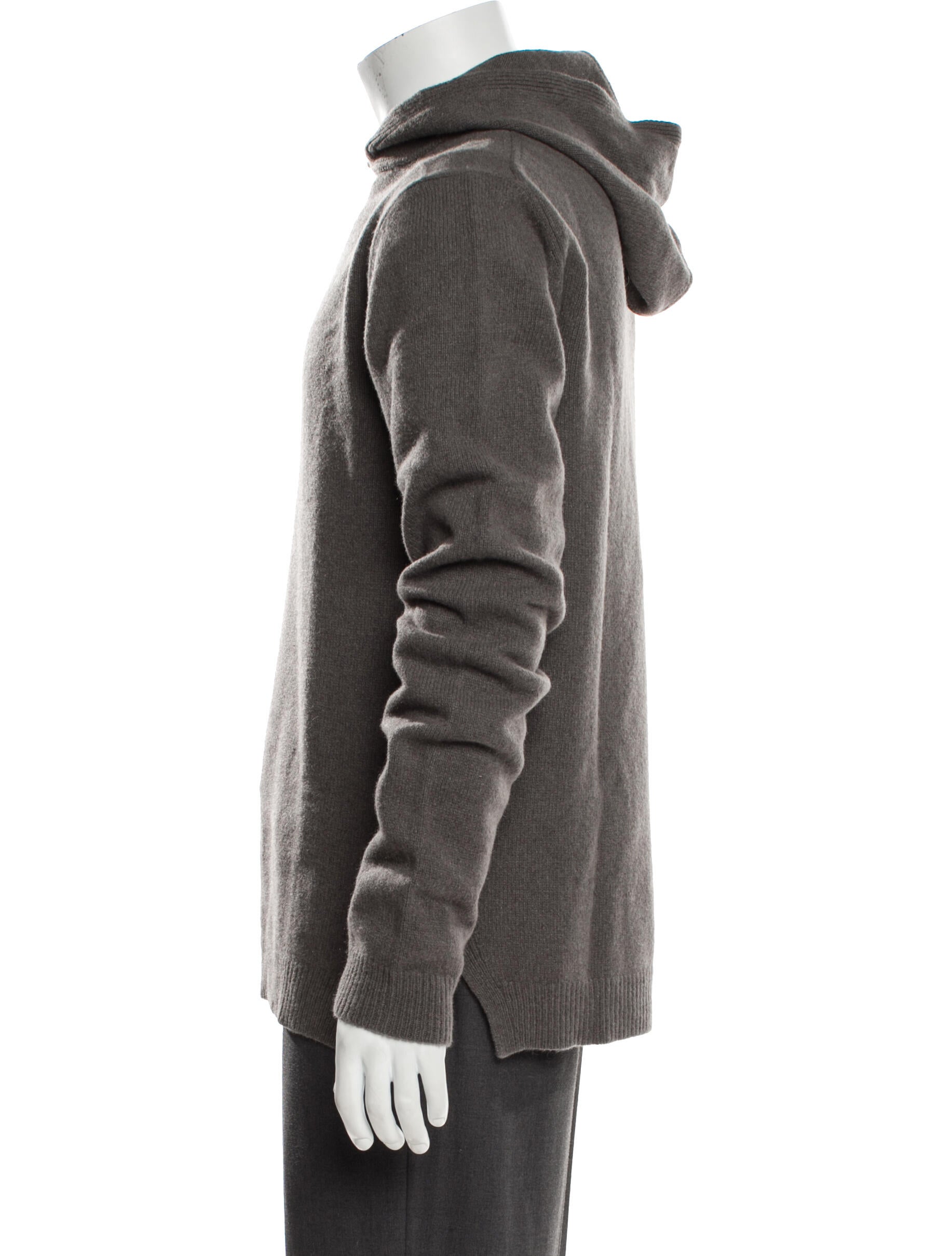 Rick Owens V-Neck Long Sleeve Hoodie