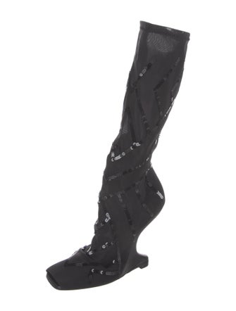 Rick Owens Sequin Embellishments Lace-Up Boots