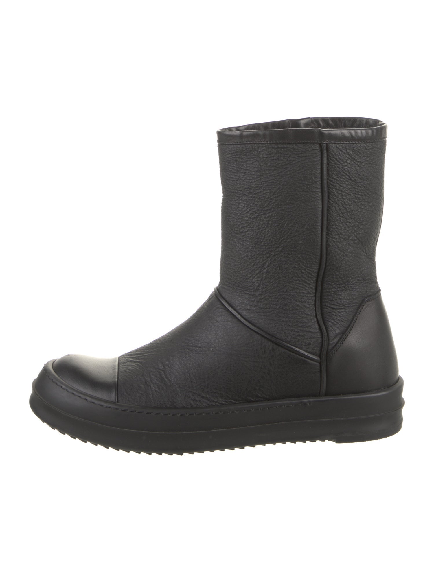 Rick Owens Leather Moto Boots - Black Boots, Shoes - RIC94045