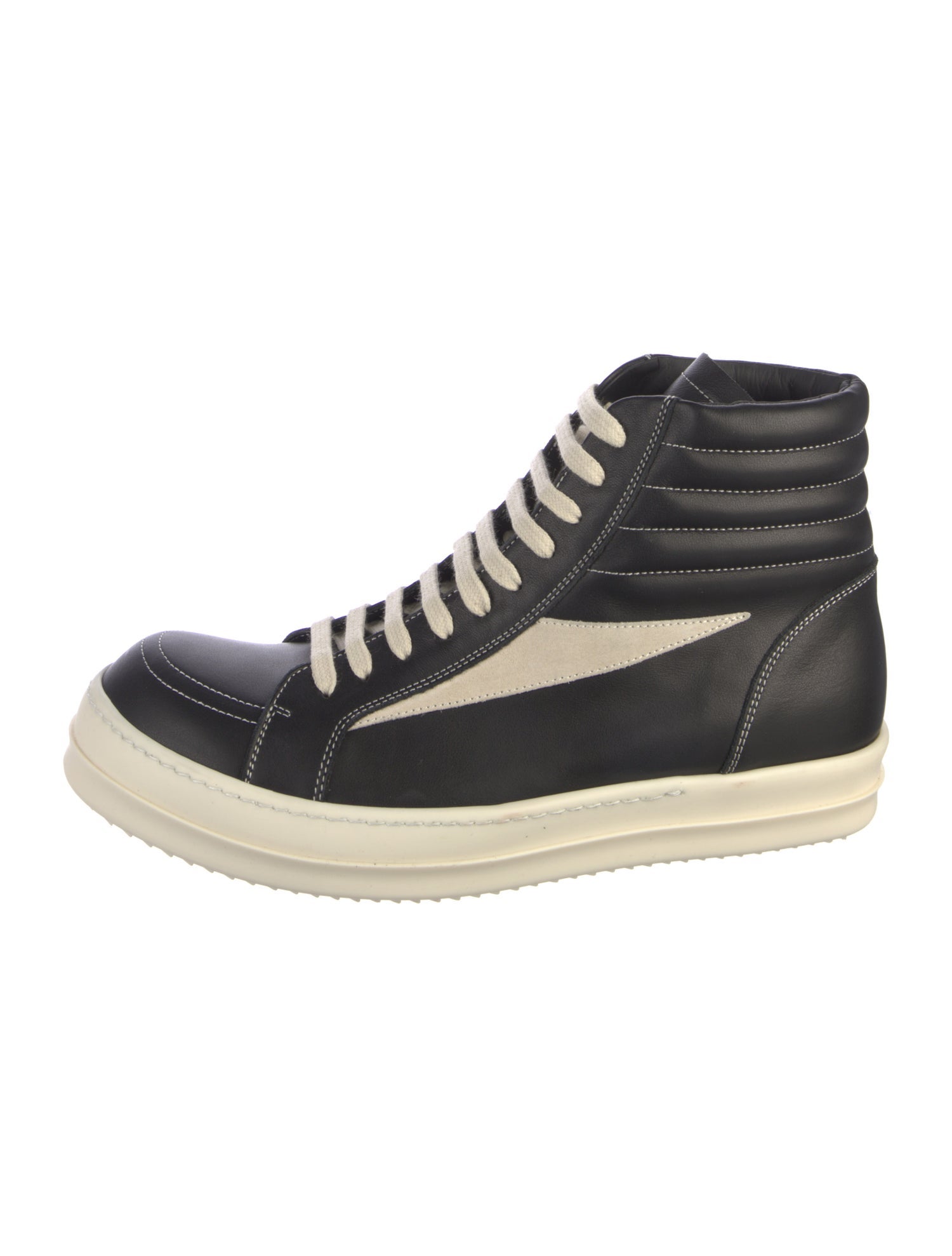 Rick Owens Leather Colorblock Pattern Sneakers