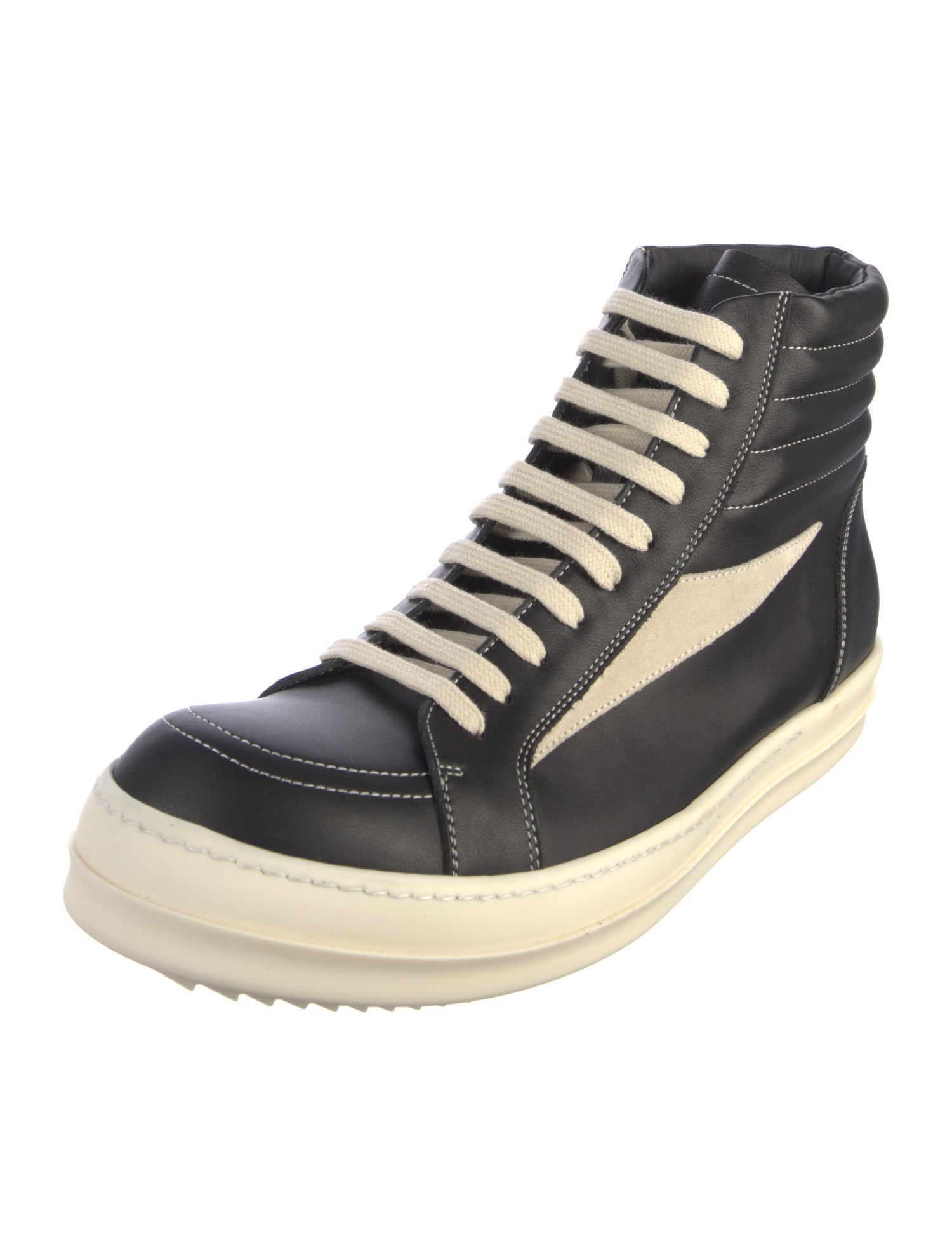 Rick Owens Leather Colorblock Pattern Sneakers