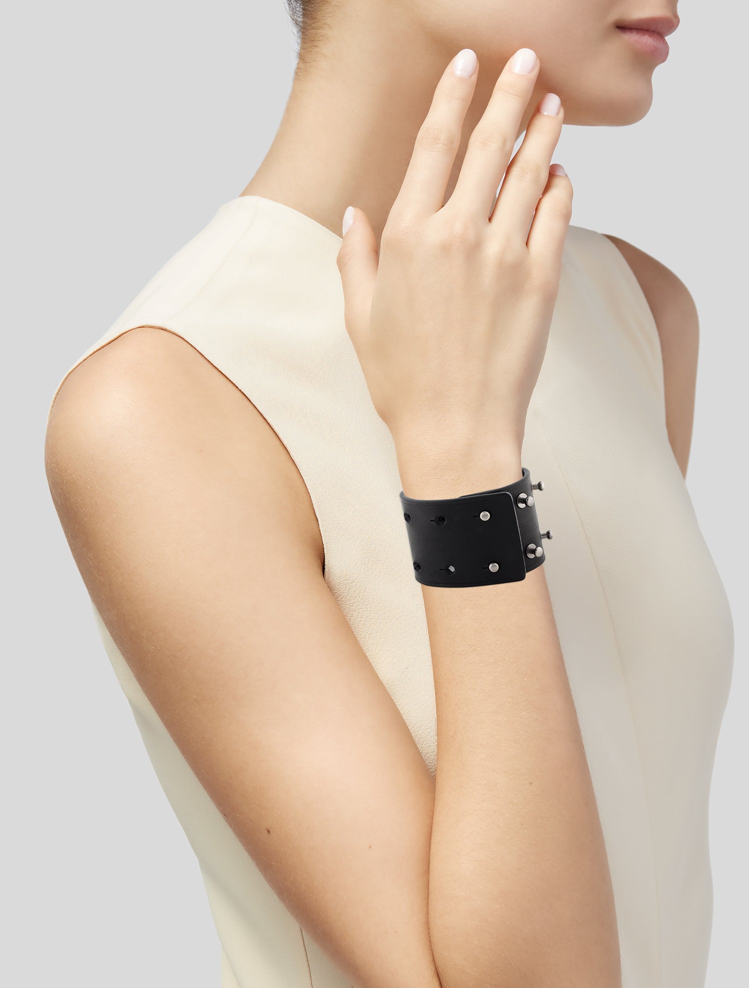 Rick Owens Wide Leather Cuff - Black Cuff, Bracelets - RIC95207