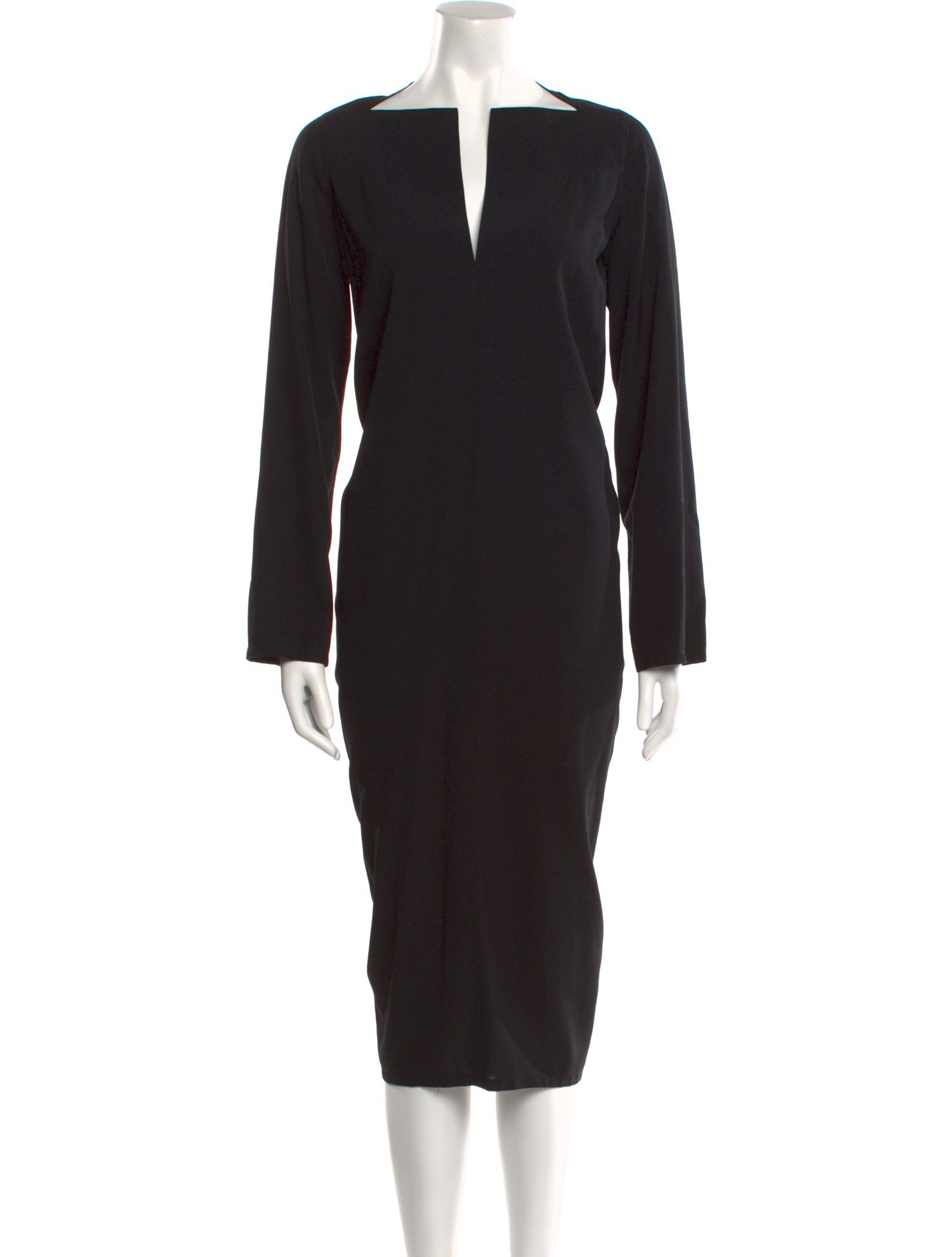 ワンピース Rick Owens Sheath dress with long sleeves Black Rick Owens Sheath Dress Black Long Sleeve with V-Neck