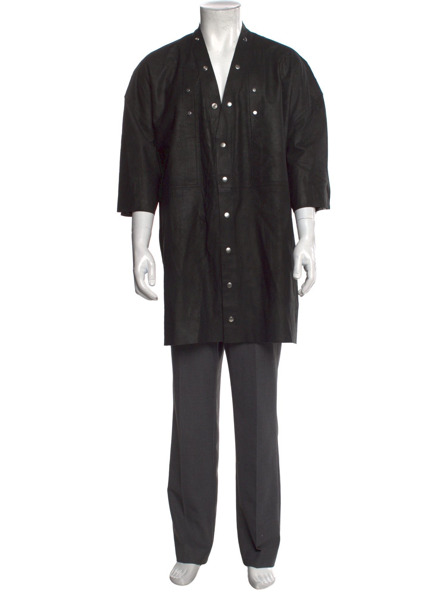 Rick Owens Lamb Leather Short Sleeve Shirt w/ Tags