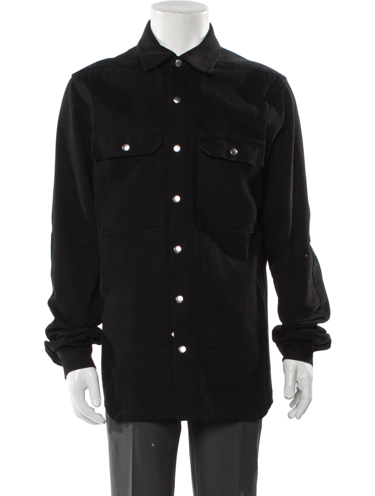 Rick Owens 2019 'Larry' Suede Paneled Overshirt Denim Jacket