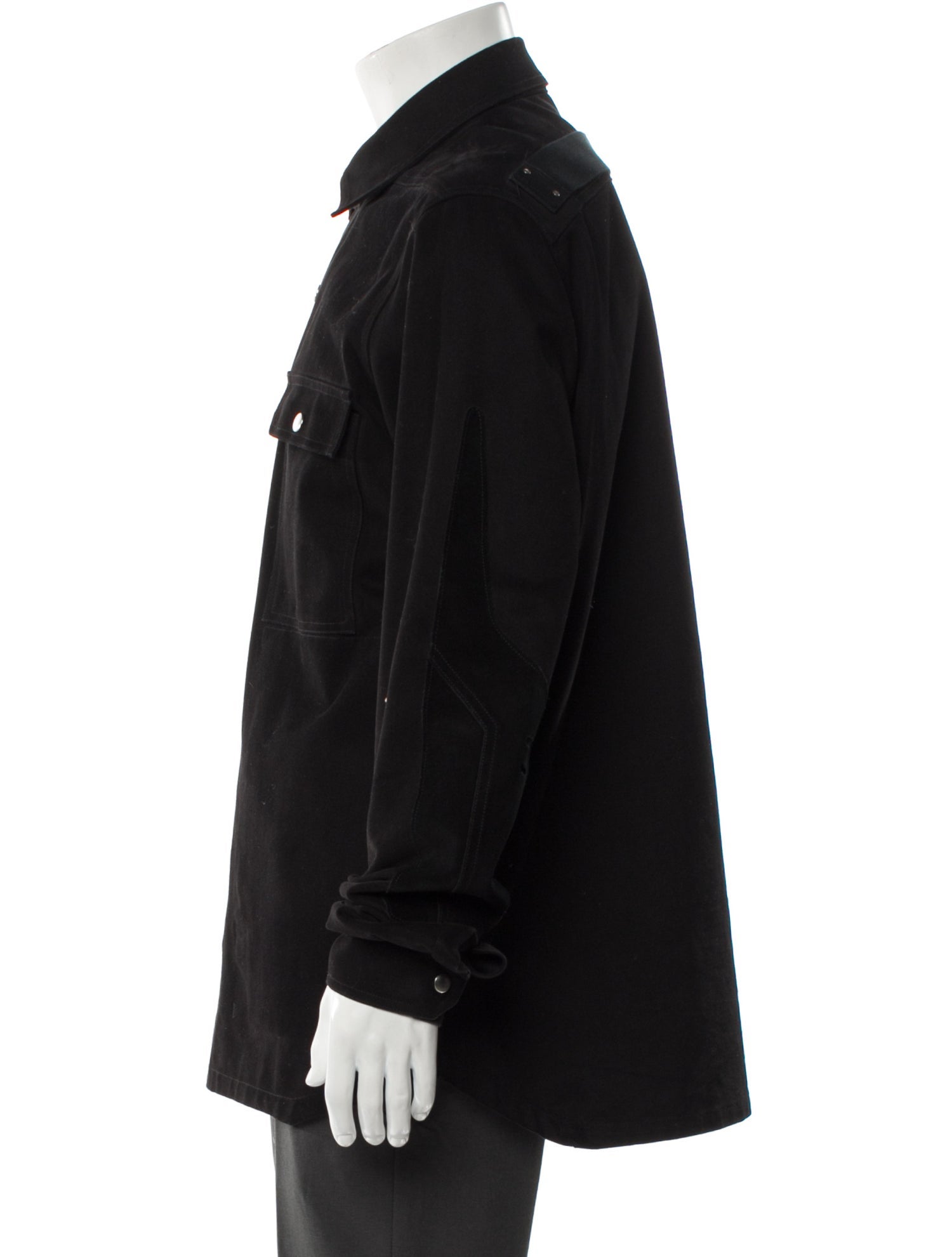 Rick Owens 2019 'Larry' Suede Paneled Overshirt Denim Jacket