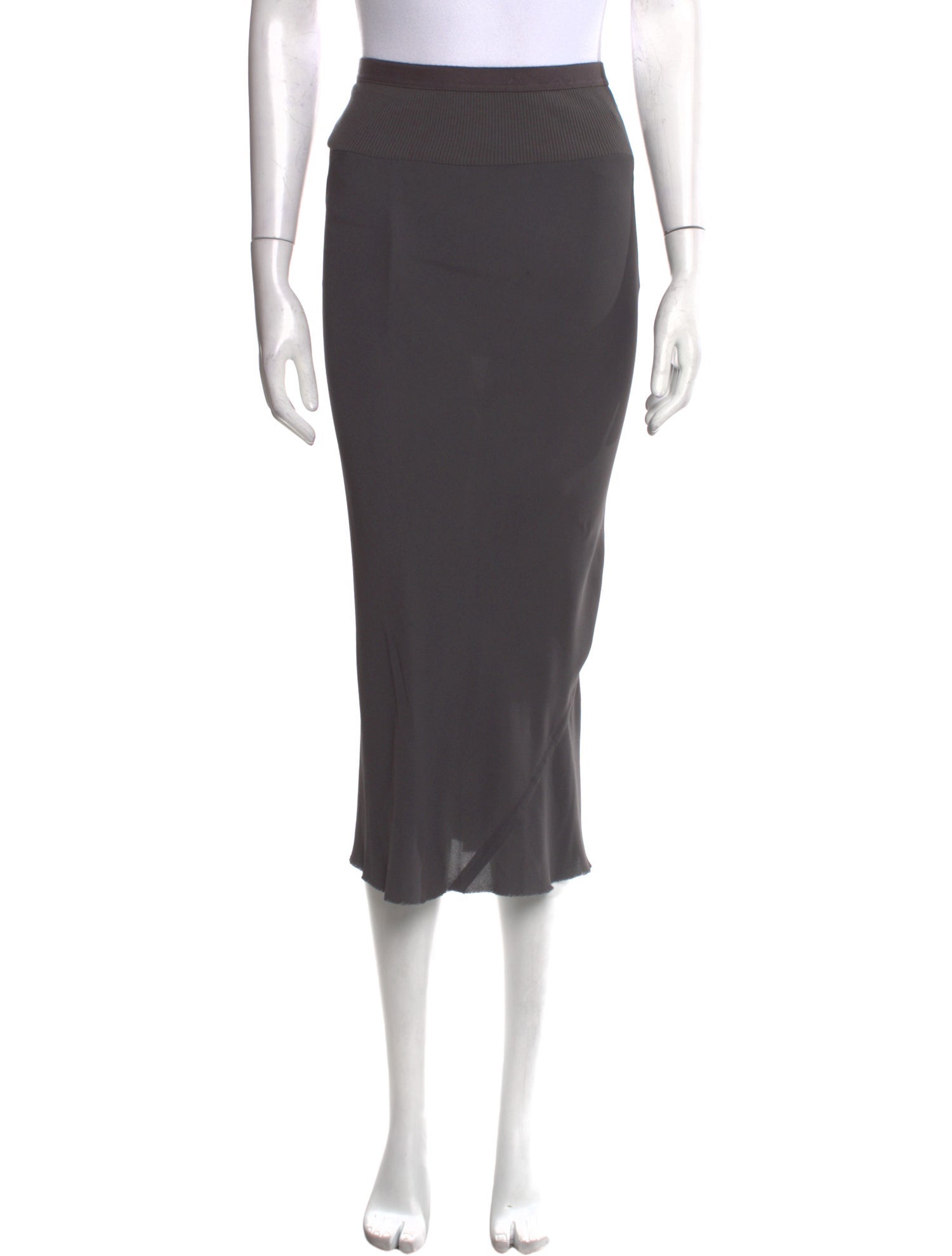 Rick Owens Raw-Edge Trim Midi Length Skirt