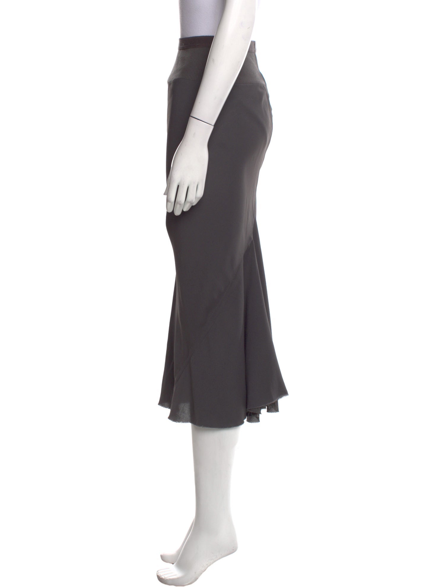 Rick Owens Raw-Edge Trim Midi Length Skirt