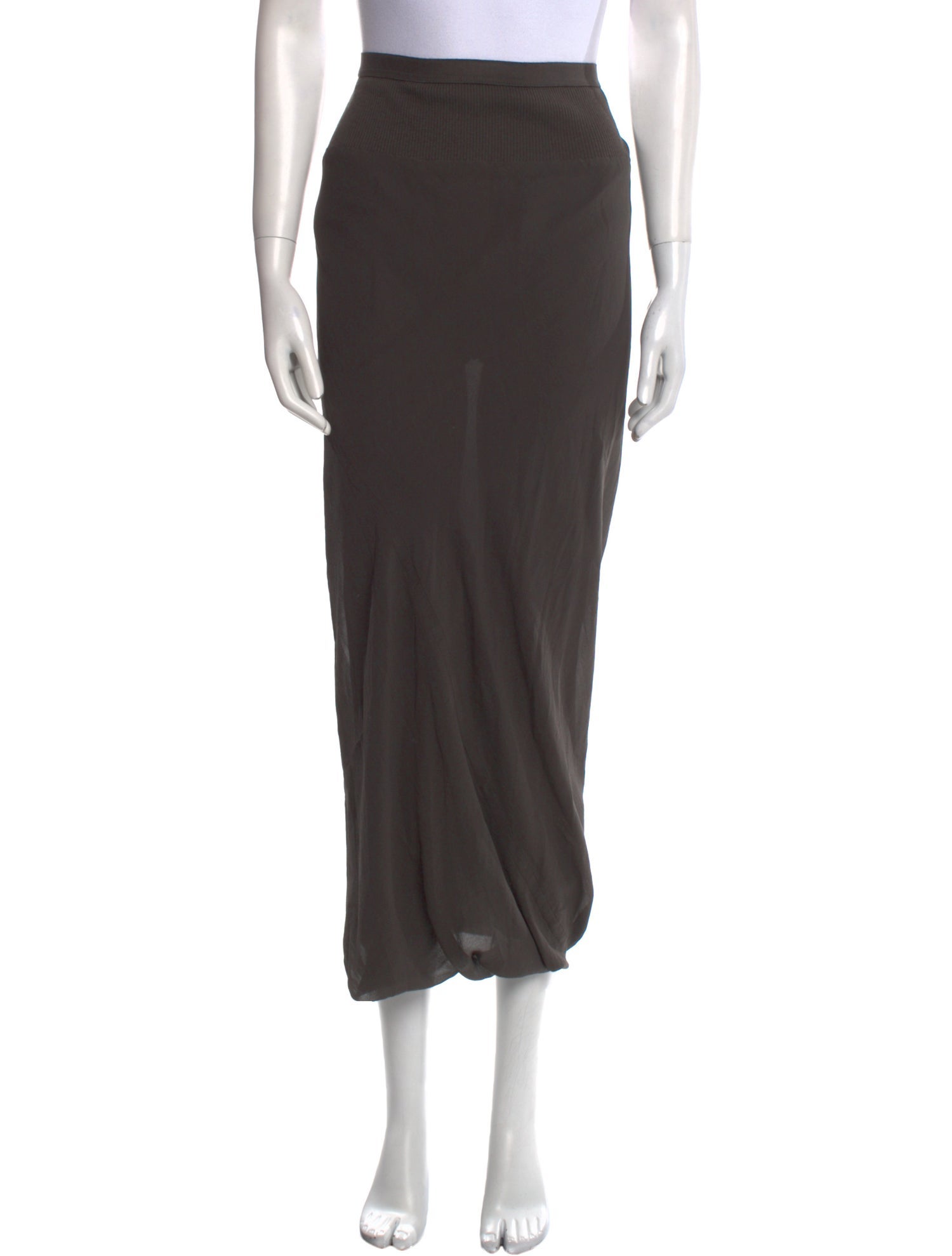 Rick Owens Silk Midi Length Skirt