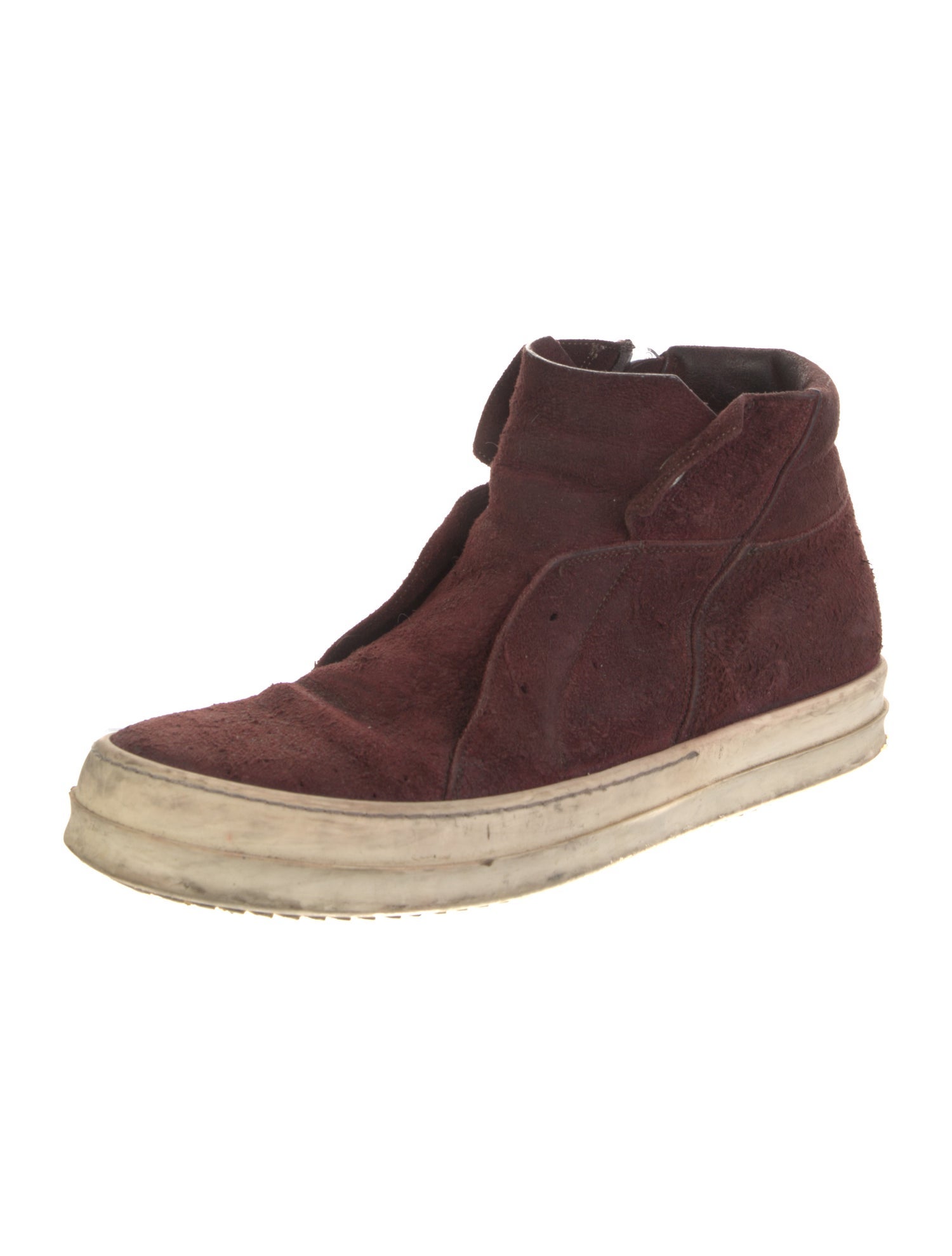 Rick Owens Suede Colorblock Pattern Sneakers