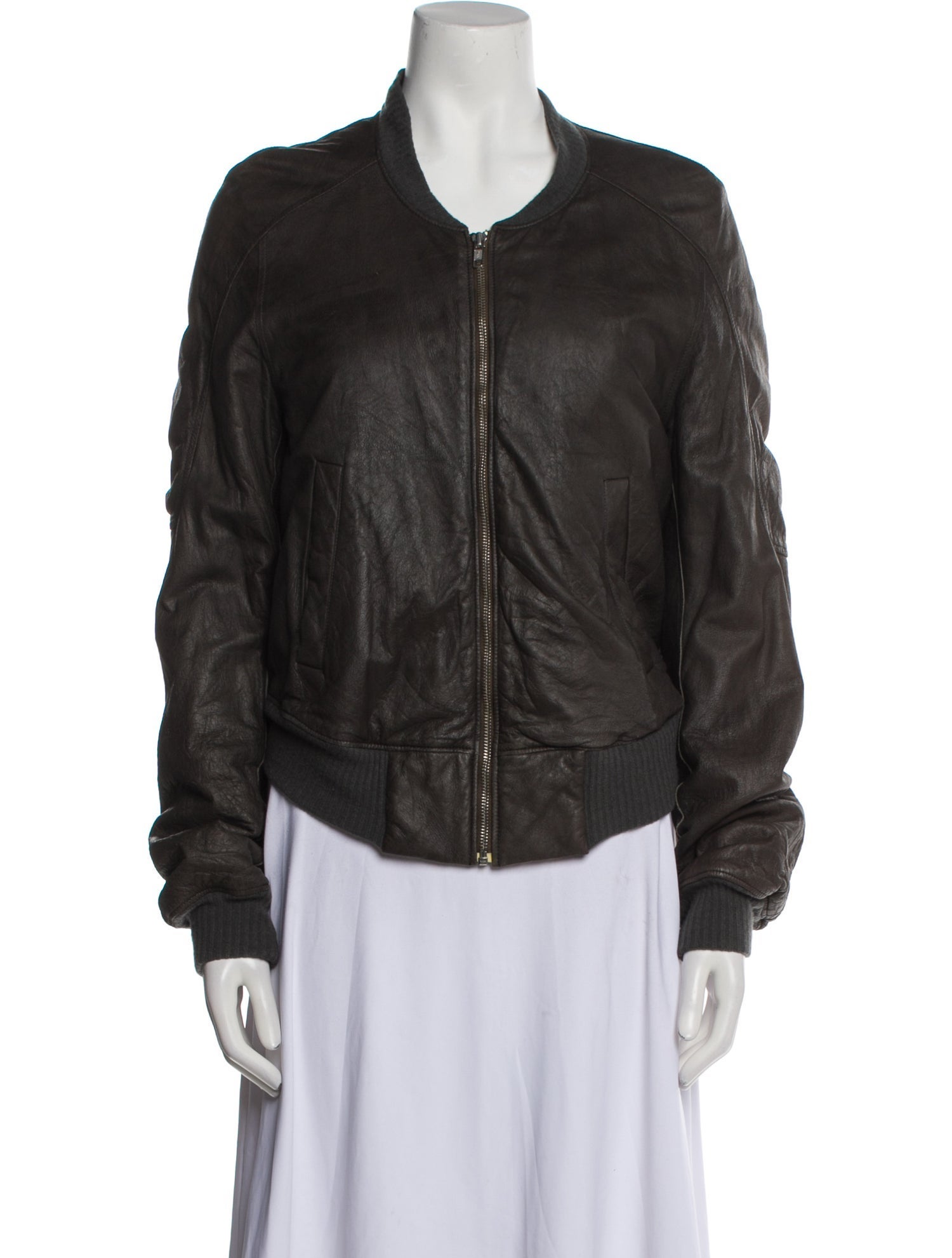 Rick Owens Leather Bomber Jacket