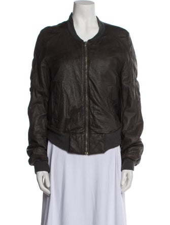 Rick Owens Leather Bomber Jacket