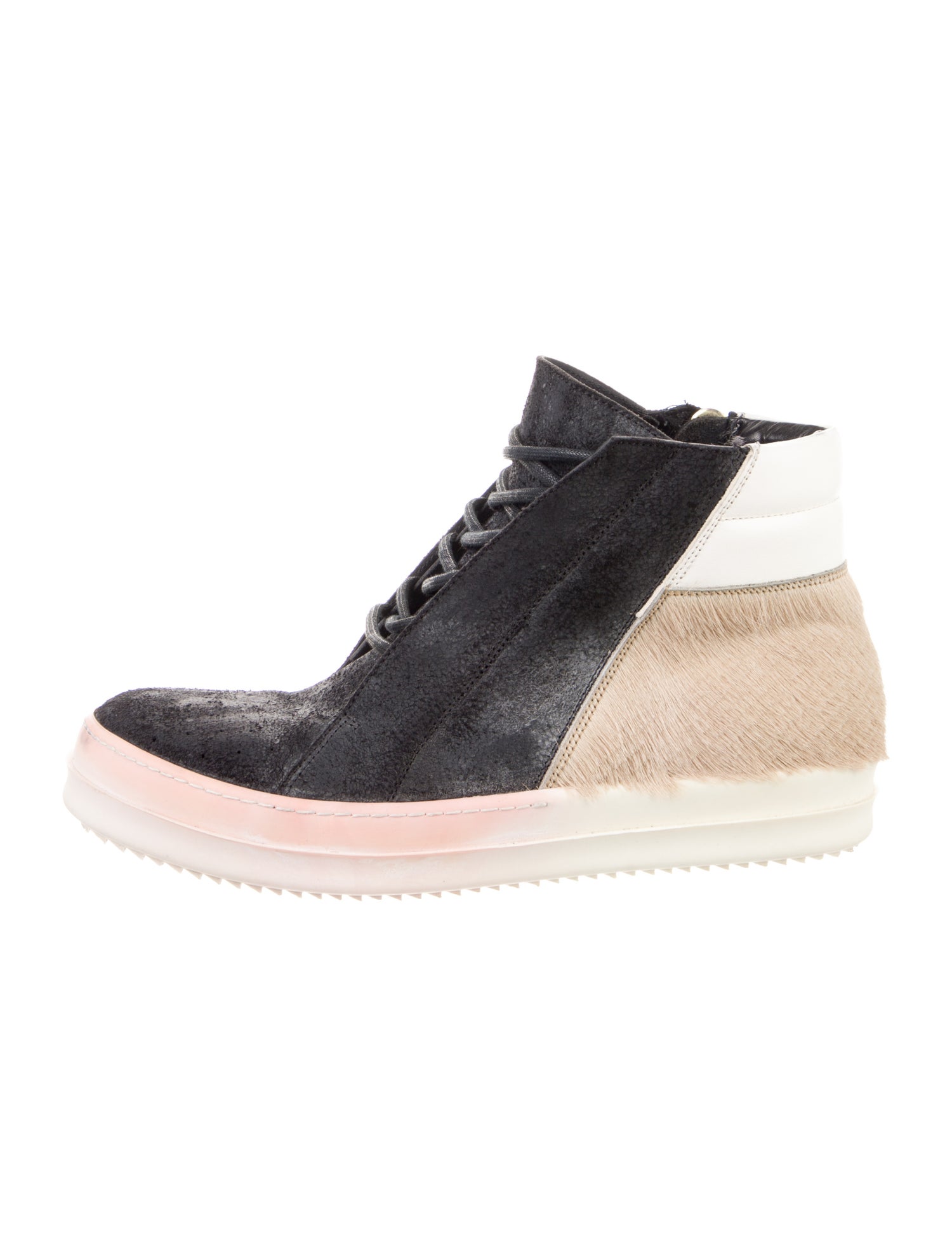 Rick Owens Suede Colorblock Pattern Sneakers