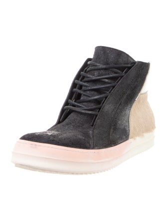 Rick Owens Suede Colorblock Pattern Sneakers